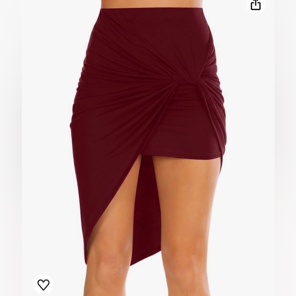 Simlu high low drape two layer skirt burgundy wine large
